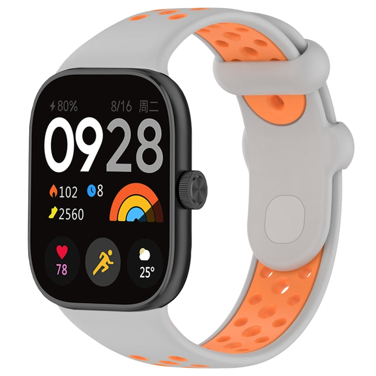 For Redmi Watch 4 Two Color Silicone Sports Watch Band(Grey Orange) - Watch Bands by buy2fix | Online Shopping UK | buy2fix