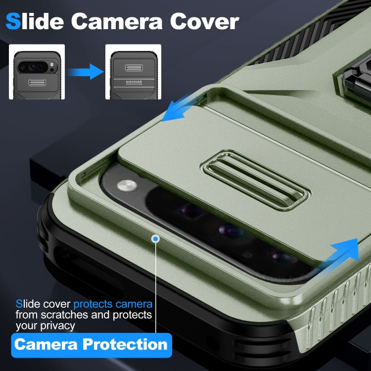 For Google Pixel 9 Pro XL Sliding Camshield Holder Phone Case(Alpine Green) - Google Cases by buy2fix | Online Shopping UK | buy2fix