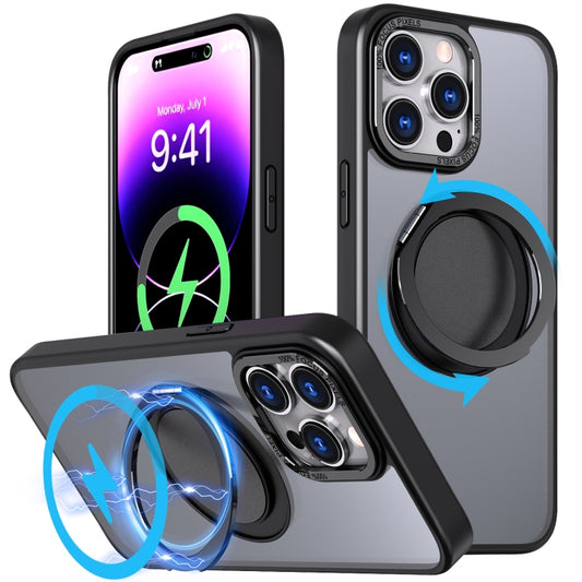For iPhone 14 Pro 360-degree Rotating MagSafe Magnetic Holder Phone Case(Black) - iPhone 14 Pro Cases by buy2fix | Online Shopping UK | buy2fix