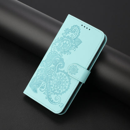 For OnePlus 12 Datura Flower Embossed Flip Leather Phone Case(Light blue) - OnePlus Cases by buy2fix | Online Shopping UK | buy2fix