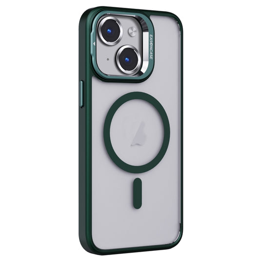 For iPhone 15 Invisible Lens Holder PC + TPU Frosted MagSafe Phone Case(Green) - iPhone 15 Cases by buy2fix | Online Shopping UK | buy2fix