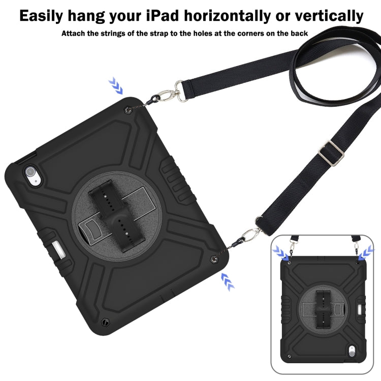 For iPad Air 11 2024 X Rotation PC Hybrid Silicone Tablet Case with Strap(Full Black) - iPad Air 11 2024 Cases by buy2fix | Online Shopping UK | buy2fix