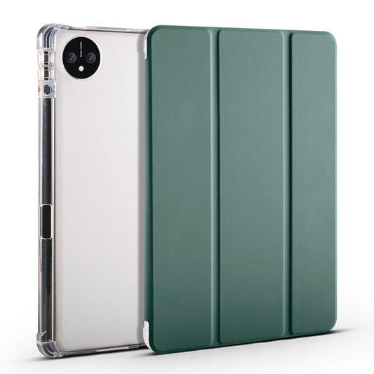 For Huawei MatePad Pro 11 2024 3-fold Clear TPU Leather Tablet Case with Pen Slot(Green) - Huawei by buy2fix | Online Shopping UK | buy2fix