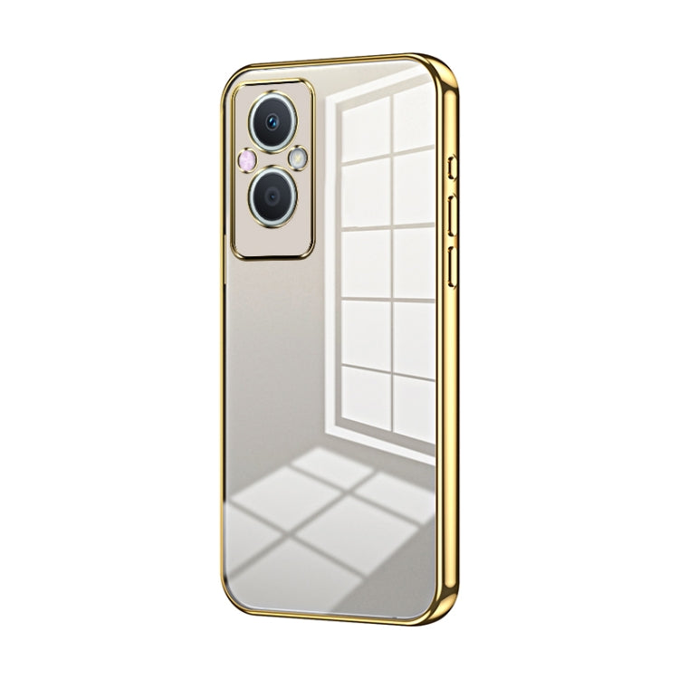 For OPPO Reno7 Z 5G / F21 Pro 5G Transparent Plating Fine Hole Phone Case(Gold) - OPPO Cases by buy2fix | Online Shopping UK | buy2fix