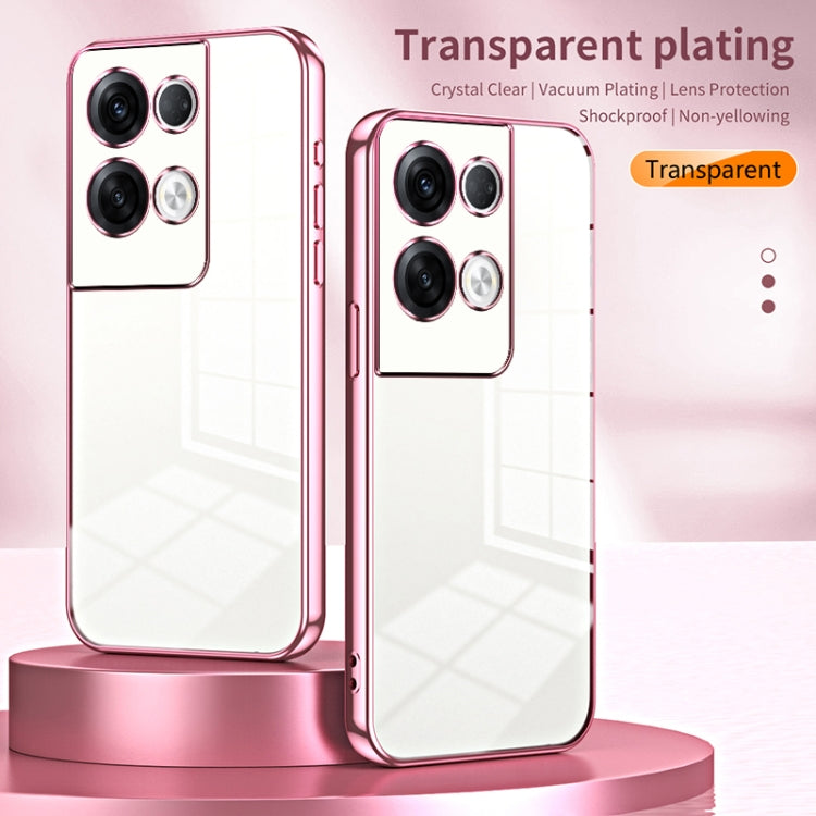 For OPPO Reno8 Pro+ Transparent Plating Fine Hole Phone Case(Silver) - OPPO Cases by buy2fix | Online Shopping UK | buy2fix