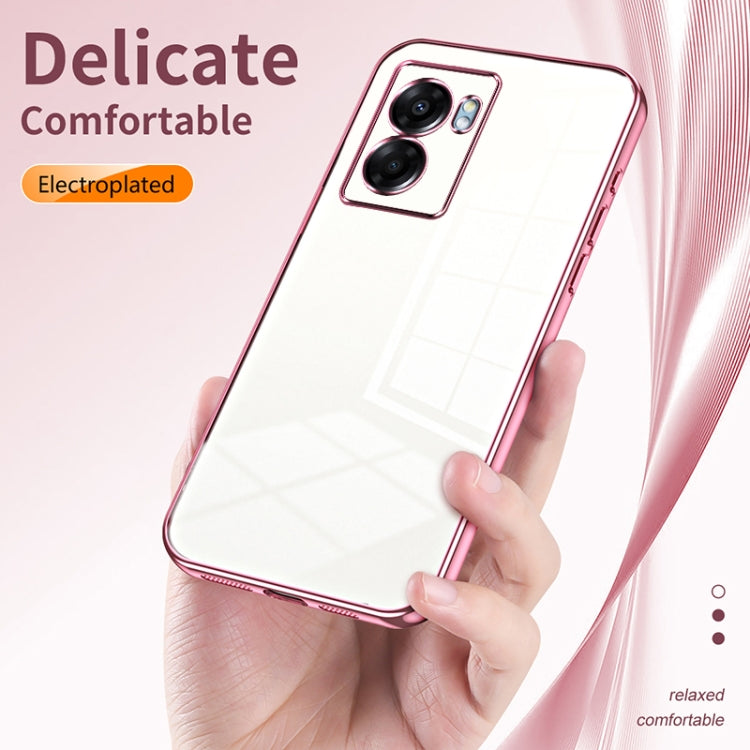 For OPPO A57 5G Transparent Plating Fine Hole Phone Case(Silver) - OPPO Cases by buy2fix | Online Shopping UK | buy2fix