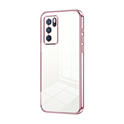 For OPPO Reno6 Pro Indian  Transparent Plating Fine Hole Phone Case(Pink) - OPPO Cases by buy2fix | Online Shopping UK | buy2fix