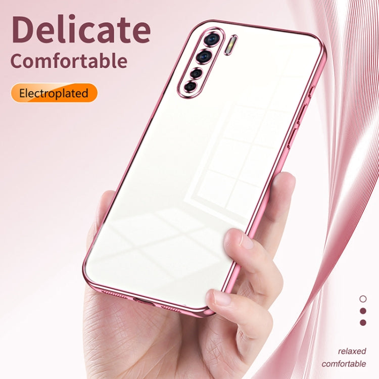 For OPPO Reno3 4G / F15 / A91 Transparent Plating Fine Hole Phone Case(Gold) - OPPO Cases by buy2fix | Online Shopping UK | buy2fix