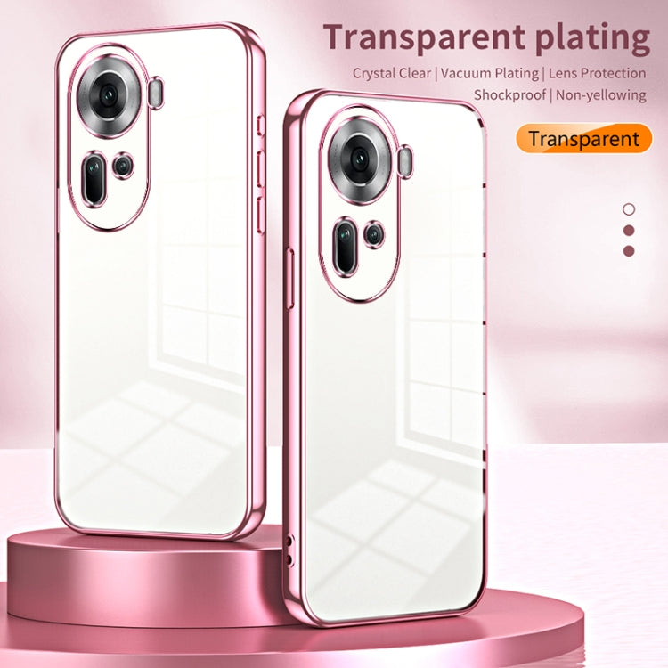 For OPPO Reno11 Global Transparent Plating Fine Hole Phone Case(Pink) - Reno11 Cases by buy2fix | Online Shopping UK | buy2fix