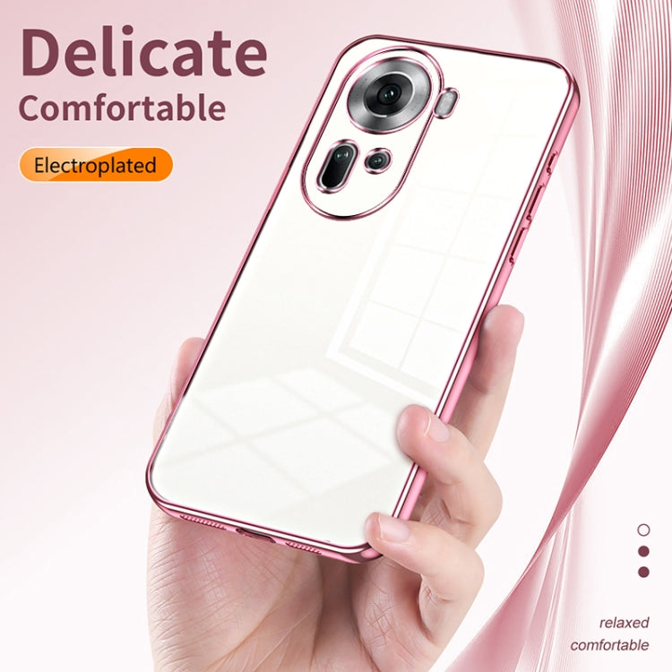 For OPPO Reno11 Global Transparent Plating Fine Hole Phone Case(Gold) - Reno11 Cases by buy2fix | Online Shopping UK | buy2fix