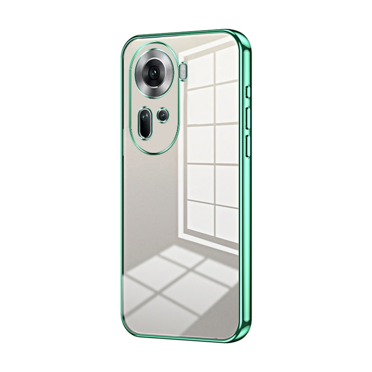 For OPPO Reno11 Global Transparent Plating Fine Hole Phone Case(Green) - Reno11 Cases by buy2fix | Online Shopping UK | buy2fix