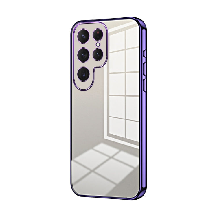 For Samsung Galaxy S23 Ultra 5G Transparent Plating Fine Hole Phone Case(Purple) - Galaxy S23 Ultra 5G Cases by buy2fix | Online Shopping UK | buy2fix