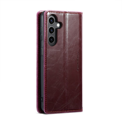 For Samsung Galaxy S24 5G CaseMe 003 Crazy Horse Texture Flip Leather Phone Case(Mulberry Red) - Galaxy S24 5G Cases by CaseMe | Online Shopping UK | buy2fix