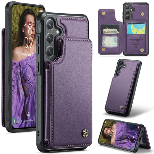 For Samsung Galaxy S24 5G CaseMe C22 PC+TPU Business Style RFID Anti-theft Leather Phone Case(Purple) - Galaxy S24 5G Cases by CaseMe | Online Shopping UK | buy2fix