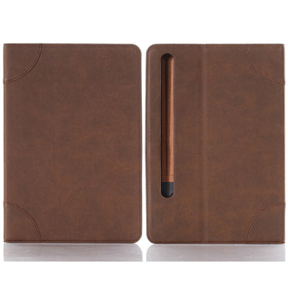 For Samsung Galaxy Tab S9 Retro Book Leather Tablet Case(Dark Brown) - Galaxy Tab S9 Cases by buy2fix | Online Shopping UK | buy2fix