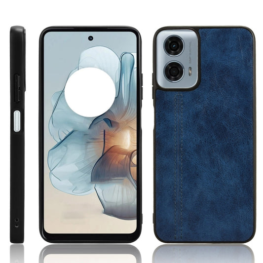 For Motorola Moto G 5G 2024 / G Play 5G 2024 Cow Pattern Sewing Back Cover Phone Case(Blue) - Motorola Cases by buy2fix | Online Shopping UK | buy2fix