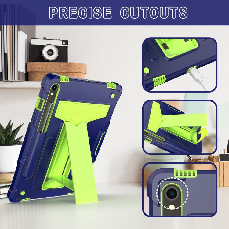 For Samsung Galaxy Tab S9 FE / S9 T Holder Robot Silicone Hybrid PC Tablet Case(Navy Yellow Green) - Galaxy Tab S9 Cases by buy2fix | Online Shopping UK | buy2fix