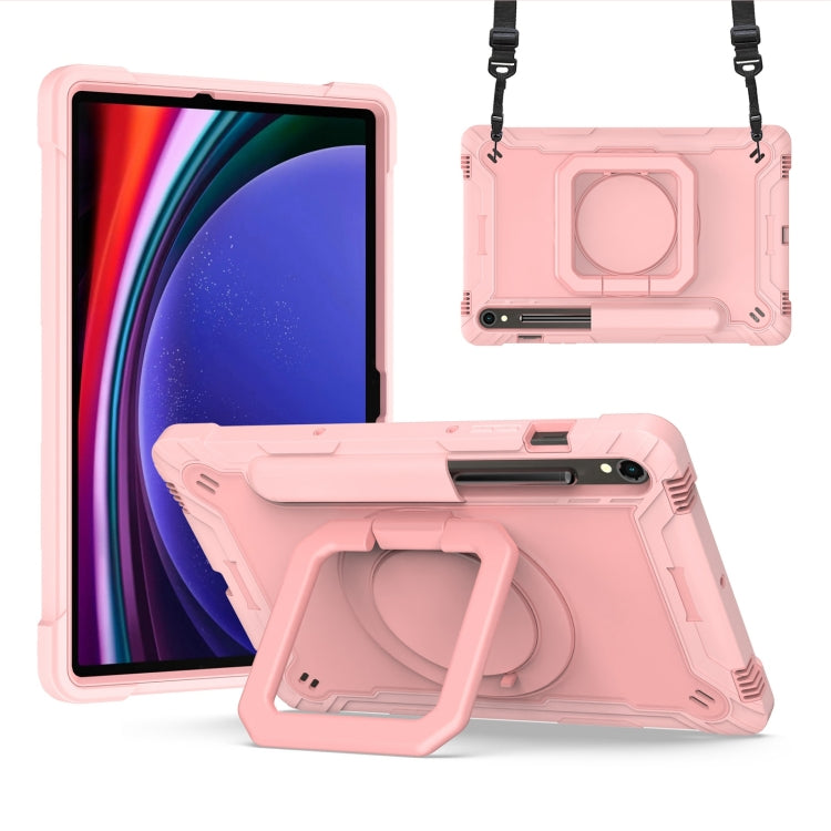 For Samsung Galaxy Tab S9 FE / S9 Handle Robot Silicone Hybrid PC Tablet Case(Rose Gold) - Galaxy Tab S9 Cases by buy2fix | Online Shopping UK | buy2fix