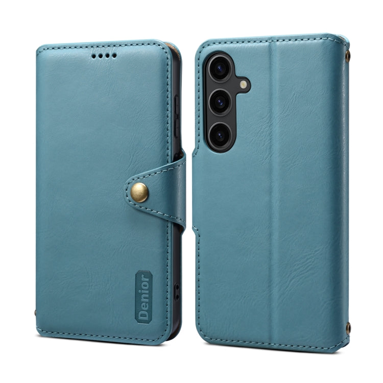 For Samsung Galaxy S24 5G Denior Cowhide Texture Wallet Style Leather Phone Case(Blue) - Galaxy S24 5G Cases by Denior | Online Shopping UK | buy2fix