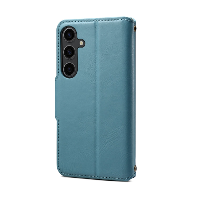 For Samsung Galaxy S24 5G Denior Cowhide Texture Wallet Style Leather Phone Case(Blue) - Galaxy S24 5G Cases by Denior | Online Shopping UK | buy2fix