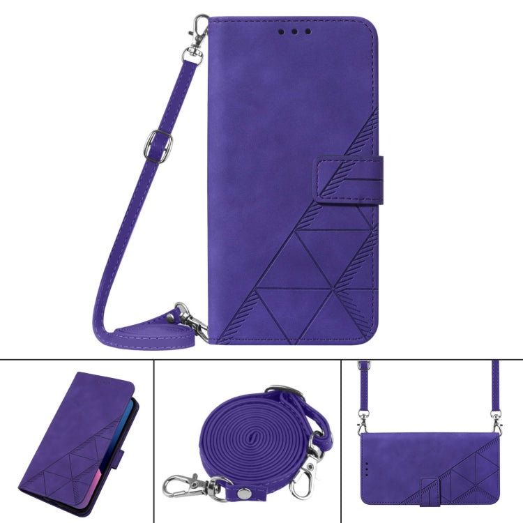 For Motorola Moto G Power 5G 2024 Crossbody 3D Embossed Flip Leather Phone Case(Purple) - Motorola Cases by buy2fix | Online Shopping UK | buy2fix