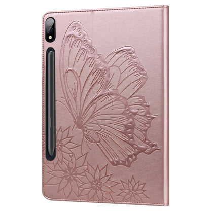 For Samsung Galaxy Tab S9 Ultra / S8 Ultra Big Butterfly Embossed Leather Tablet Case(Rose Gold) - Galaxy Tab S9 Ultra Cases by buy2fix | Online Shopping UK | buy2fix