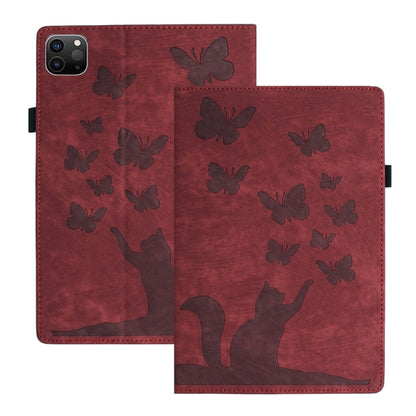 For iPad Pro 12.9 2022 / Air 13 2024 Butterfly Cat Embossing Leather Tablet Case(Red) - iPad Pro 12.9 (2022/2021) Cases by buy2fix | Online Shopping UK | buy2fix