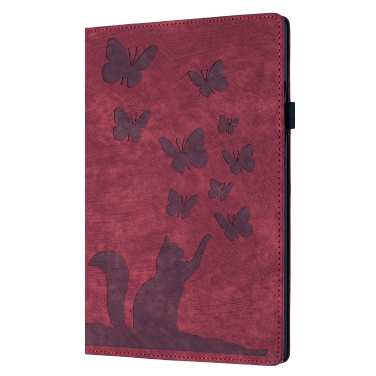 For iPad Pro 11 2024 Butterfly Cat Embossing Leather Tablet Case(Red) - iPad Pro 11 2024 Cases by buy2fix | Online Shopping UK | buy2fix