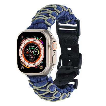 For Apple Watch Ultra 2 49mm Dual-layer Braided Paracord Buckle Watch Band(Navy Army Green) - Watch Bands by buy2fix | Online Shopping UK | buy2fix