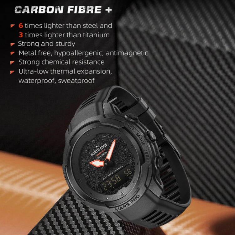 NORTH EDGE MarsPro Carbon Fiber Outdoor Sports Multifunctional Electronic Watch(Black) - Sport Watches by NORTH EDGE | Online Shopping UK | buy2fix