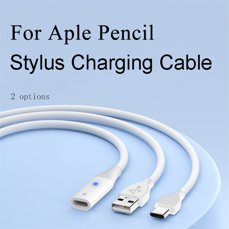 For Apple Pencil 1 USB to 8 Pin Stylus Charging Cable with Indicator Light, Length:1m(White) - Pencil Accessories by buy2fix | Online Shopping UK | buy2fix