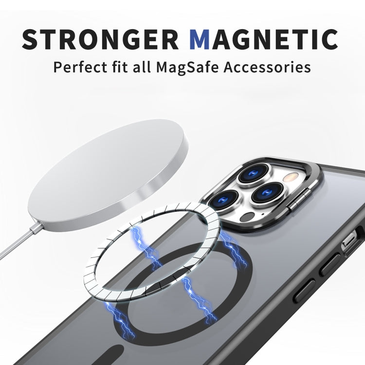 For iPhone 11 Pro Max Metal Invisible Camera Holder MagSafe Magnetic Phone Case(Black) - iPhone 11 Pro Max Cases by buy2fix | Online Shopping UK | buy2fix