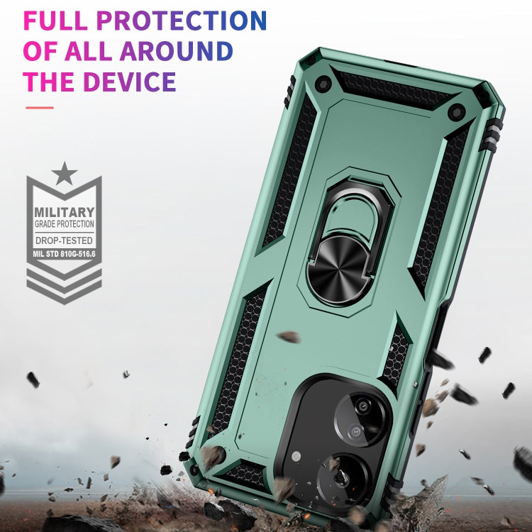 For Xiaomi Redmi 13C 4G/5G Shockproof TPU + PC Phone Case with Holder(Dark Green) - 13C Cases by buy2fix | Online Shopping UK | buy2fix