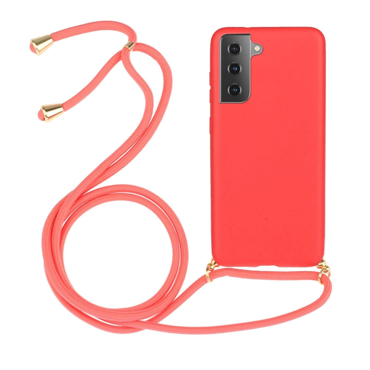 For Samsung Galaxy A15 5G Wheat Straw Material + TPU Phone Case with Lanyard(Red) - Galaxy Phone Cases by buy2fix | Online Shopping UK | buy2fix