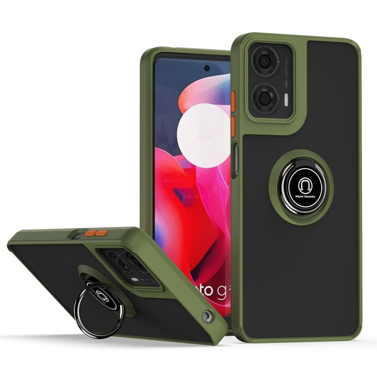 For Motorola Moto G24 / G04 Q Shadow 1 Series TPU + PC Phone Case with Ring(Army Green) - Motorola Cases by buy2fix | Online Shopping UK | buy2fix