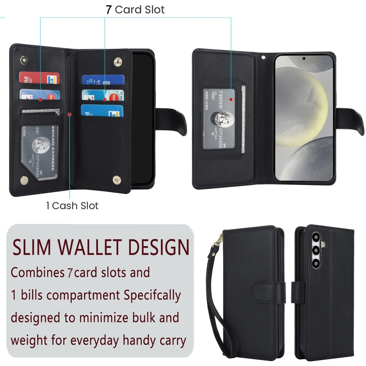 For Samsung Galaxy S24 / S25 5G Multi-Card Wallet RFID Leather Phone Case(Black) - Galaxy S24 5G Cases by buy2fix | Online Shopping UK | buy2fix