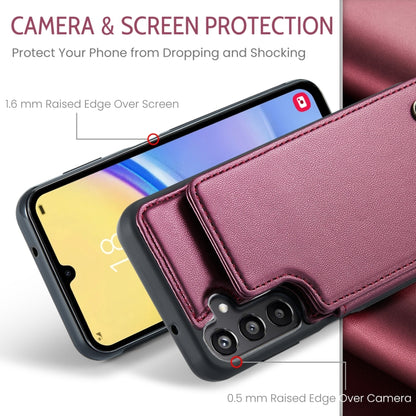 For Samsung Galaxy A15 CaseMe C22 Litchi Texture RFID Anti-theft Leather Phone Case(Wine Red) - Galaxy Phone Cases by CaseMe | Online Shopping UK | buy2fix