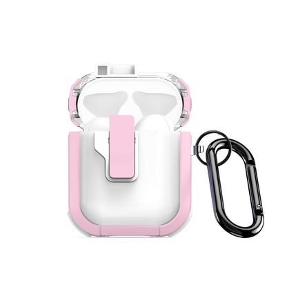 For AirPods 1/2 DUX DUCIS PECN Series Split Two-color Transparent Earphone Case with Hook(Pink White) - For AirPods 1/2 by DUX DUCIS | Online Shopping UK | buy2fix