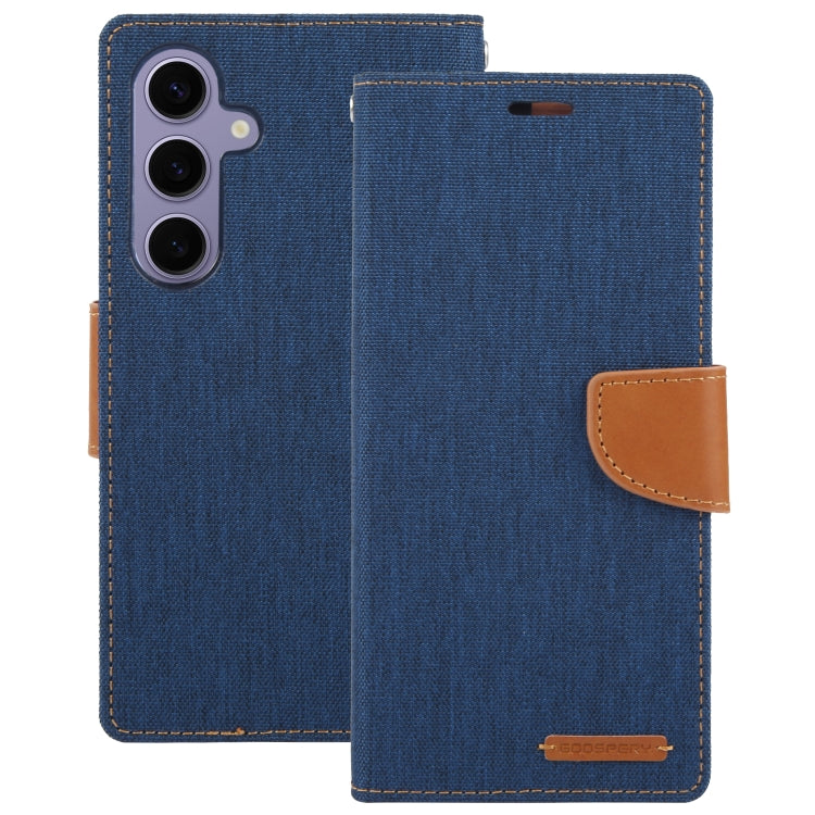 For Samsung Galaxy S24+ 5G GOOSPERY CANVAS DIARY Fabric Texture Flip Leather Phone Case(Navy Blue) - Galaxy S24+ 5G Cases by GOOSPERY | Online Shopping UK | buy2fix