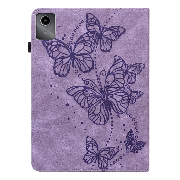 For Lenovo Tab M11 / Xiaoxin Pad 11 2024 Embossed Butterfly Pattern Leather Tablet Case(Purple) - Lenovo by buy2fix | Online Shopping UK | buy2fix