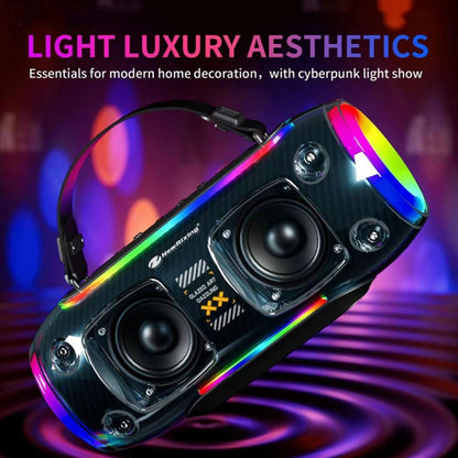 New Rixing NR8806 Portable Outdoor Wireless Bluetooth Speaker RGB Colorful Subwoofer, Style:Without Mic(Black) - Desktop Speaker by NewRixing | Online Shopping UK | buy2fix