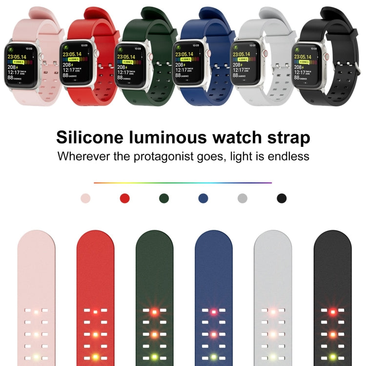 For Apple Watch SE 2022 44mm Luminous Colorful Light Silicone Watch Band(Black) - Watch Bands by buy2fix | Online Shopping UK | buy2fix