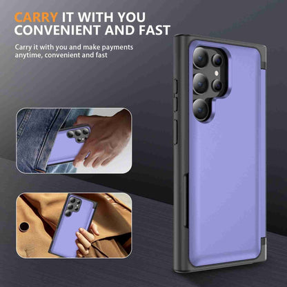 For Samsung Galaxy S22 Ultra 5G 3 in 1 Flip Holder Phone Case(Light Purple) - Galaxy S22 Ultra 5G Cases by buy2fix | Online Shopping UK | buy2fix