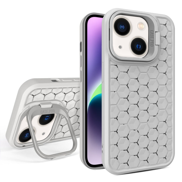 For iPhone 14 Plus Honeycomb Radiating Lens Holder Magsafe Phone Case(Grey) - iPhone 14 Plus Cases by buy2fix | Online Shopping UK | buy2fix