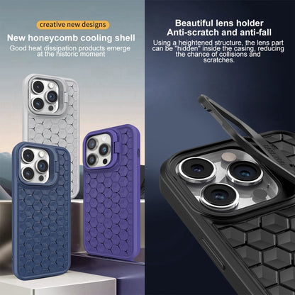 For iPhone 15 Plus Honeycomb Radiating Lens Holder Magsafe Phone Case(Black) - iPhone 15 Plus Cases by buy2fix | Online Shopping UK | buy2fix