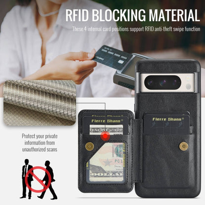 For Google Pixel 8a Fierre Shann Oil Wax Cow Leather Card Holder Back Phone Case(Black) - Google Cases by FIERRE SHANN | Online Shopping UK | buy2fix