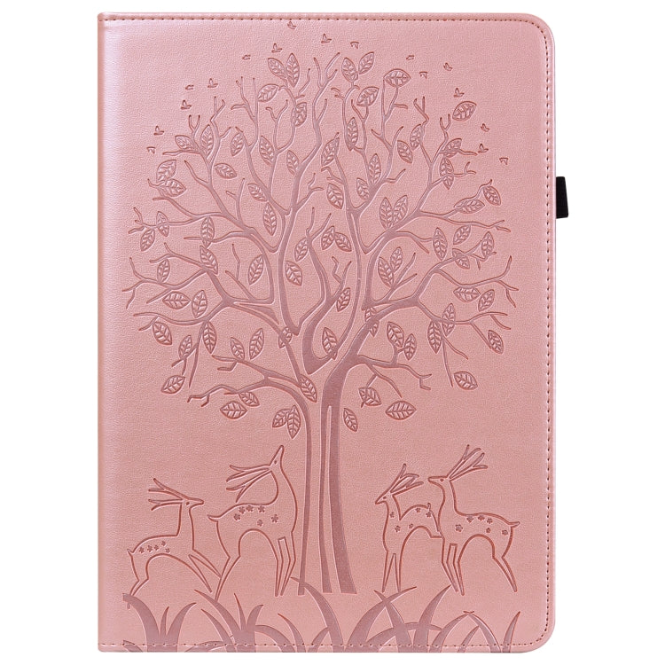 For Lenovo Tab M11 / Xiaoxin Pad 11 2024 Tree & Deer Embossed Leather Tablet Case(Pink) - Lenovo by buy2fix | Online Shopping UK | buy2fix