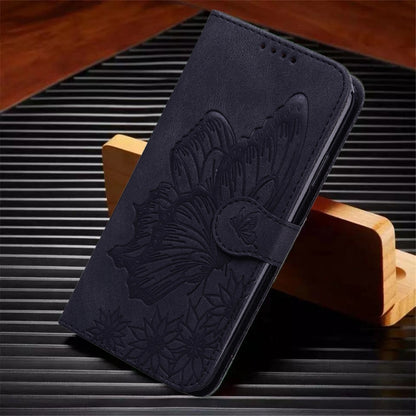 For Samsung Galaxy A55 5G Retro Skin Feel Butterflies Embossing Horizontal Flip Leather Phone Case(Black) - Galaxy Phone Cases by buy2fix | Online Shopping UK | buy2fix