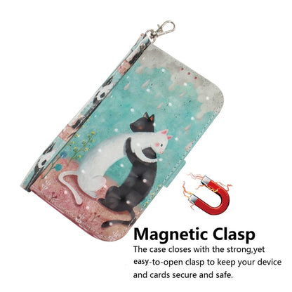 For Google Pixel 9 Pro 3D Colored Horizontal Flip Leather Phone Case(Black White Cat) - Google Cases by buy2fix | Online Shopping UK | buy2fix