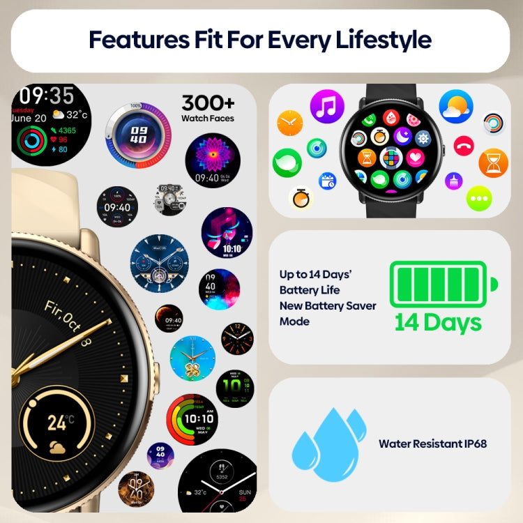 Zeblaze GTR 3 Pro 1.43 inch Screen Voice Calling Smart Watch, Support Heart Rate / Blood Pressure / Blood Oxygen(Gold) - Smart Watches by Zeblaze | Online Shopping UK | buy2fix